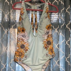 Light blue sunflower swimsuit